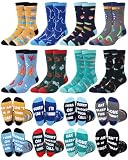 Ramede 8 Pairs Funny Fishing Socks for Men Novelty Cotton Crew Socks Father's Day Fisherman Birthday Gifts for Men Dad Grandpa
