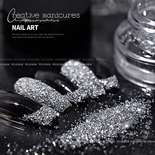Sparkling Diamond Nail Art Glitter Power Silver Reflective Crystal Sequins Holographic Laser Super Bright Pigment Party Nightclub For Nail Art Decro Dust Manicures Decorations #TOP1