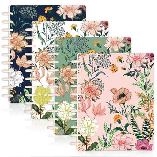 4 Set Discbound Notebook Cover and Disc Set Letter Size 8.5x11in Colorful Pattern 11 Hole Discbound Planner System Waterproof Discbound Notebook Accessories Customizable Notebook for Fill Page Office