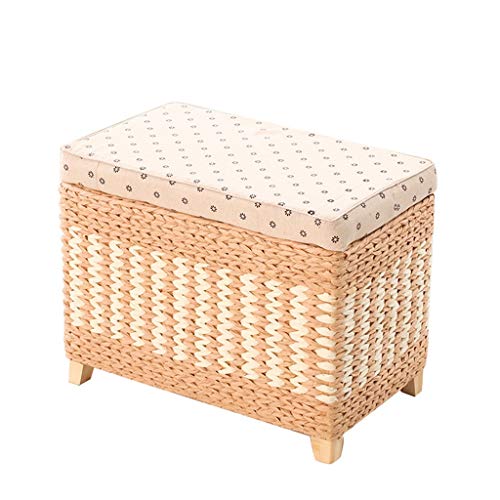 Ottomanischer Hocker aus Rattan mit Stauraum, Fußstütze, Sitzhocker,...