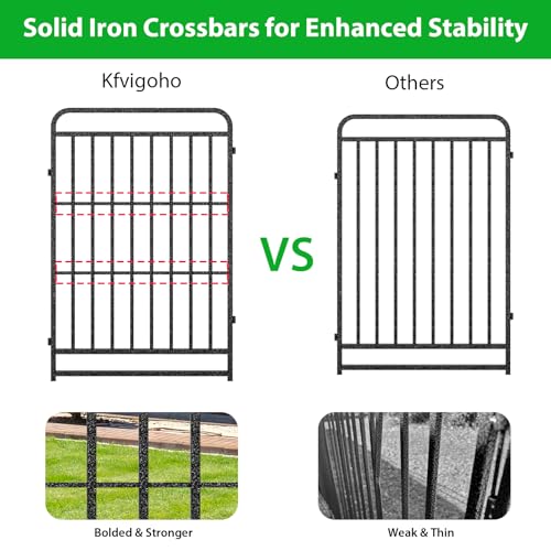 Image of Kfvigoho Heavy Duty Dog Playpen 24 Steel Panels 40 inch Height | Square Steel Pipe with Reinforced Crossbars, 54FT 227 Sq.ft Portable Dog Fence Outdoor for Yard & RV Camping, Snowy Black