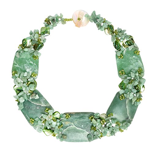 Aeravida Chunky Simulated Jade And Sea Shells Link Toggle Necklace #TOP28