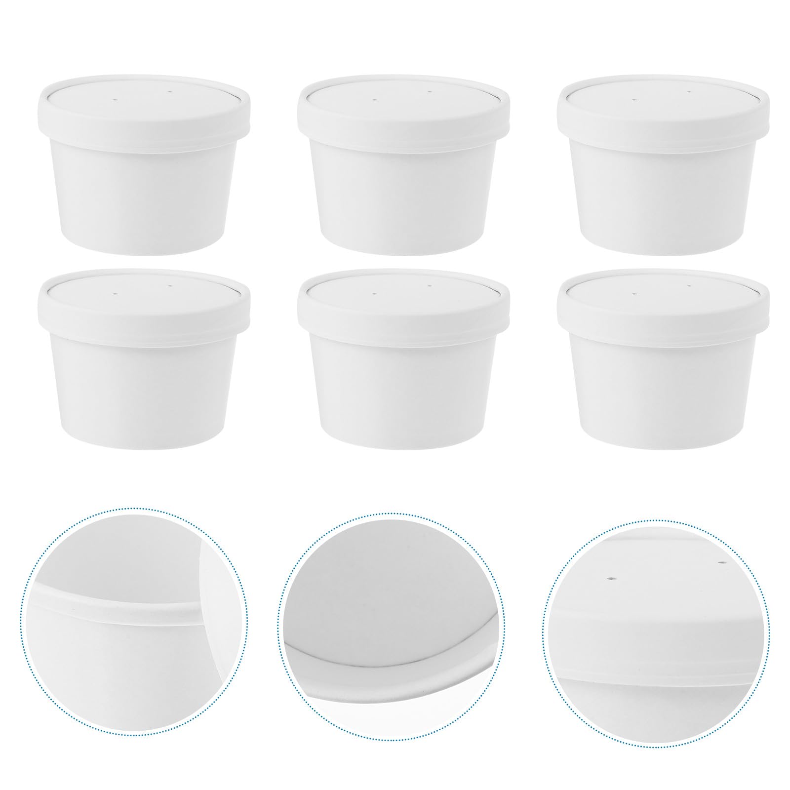 Bicchieri per Gelato in Carta Kraft 8 Oz, 25 Set con Coperchi | Bianco, per Snack e Gelato, Design Semplice del Coperchio, Adatti a Fabbrica Alimentare e Caffetteria