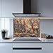 Deer and Pine Glass Backsplash, Tempered Glass Backsplash, Copper Look Glass Backsplash Behind Stove, Glass Backsplash for Kitchen Wall, Easy to Install Stove Backsplash