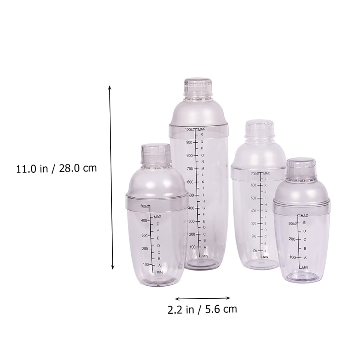 4 Pezzi Shaker per Cocktail Trasparente Misuratorper Bevande con Scala per Mixare Cocktail Vino e Bevande