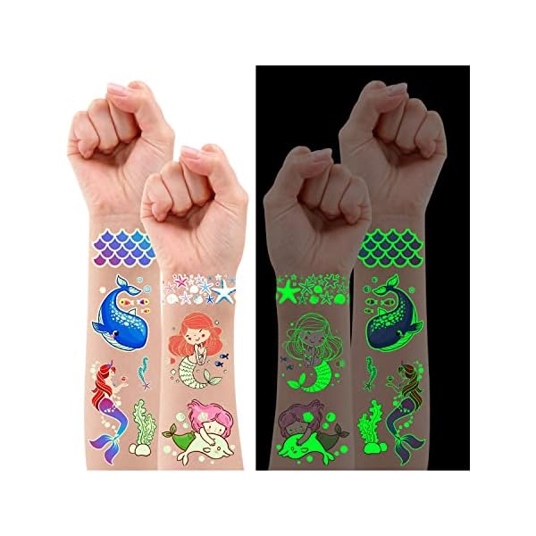 Leesgel 20 Blätter Dino Tattoo Kinder, Leucht Dino Temporäre Tattoos Aufkleber Kinder, Leucht Dino Geburtstag Deko…