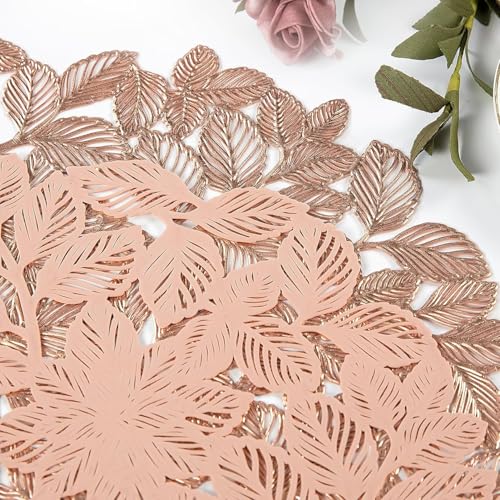 Image of Dakshya Industries Set of 2 PVC Waterproof Round Table Placemats 38x38 cm - Heat Resistant, Non-Slip Dining Table Mats (Copper)
