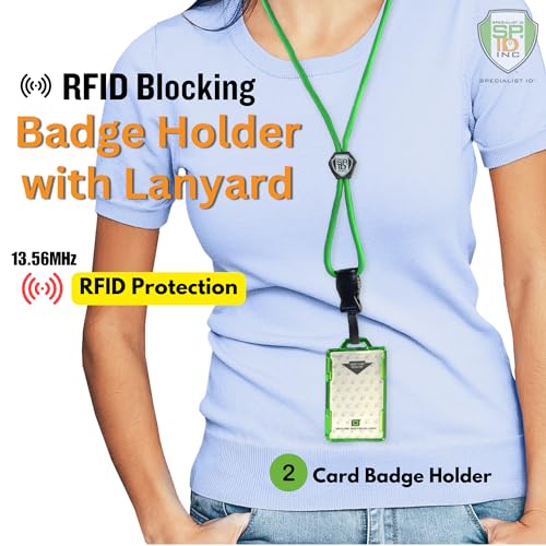 Bulk 20 Pack - Specialist ID Heavy Duty Lanyard and Identity Stronghold 2-Card RFID Blocking Badge Holder - 2 Sided/Blocks 13.56MHz Signal - Double Sided - Secure CAC PIV TWIC Card Holder (Royal Blue) - Image 3