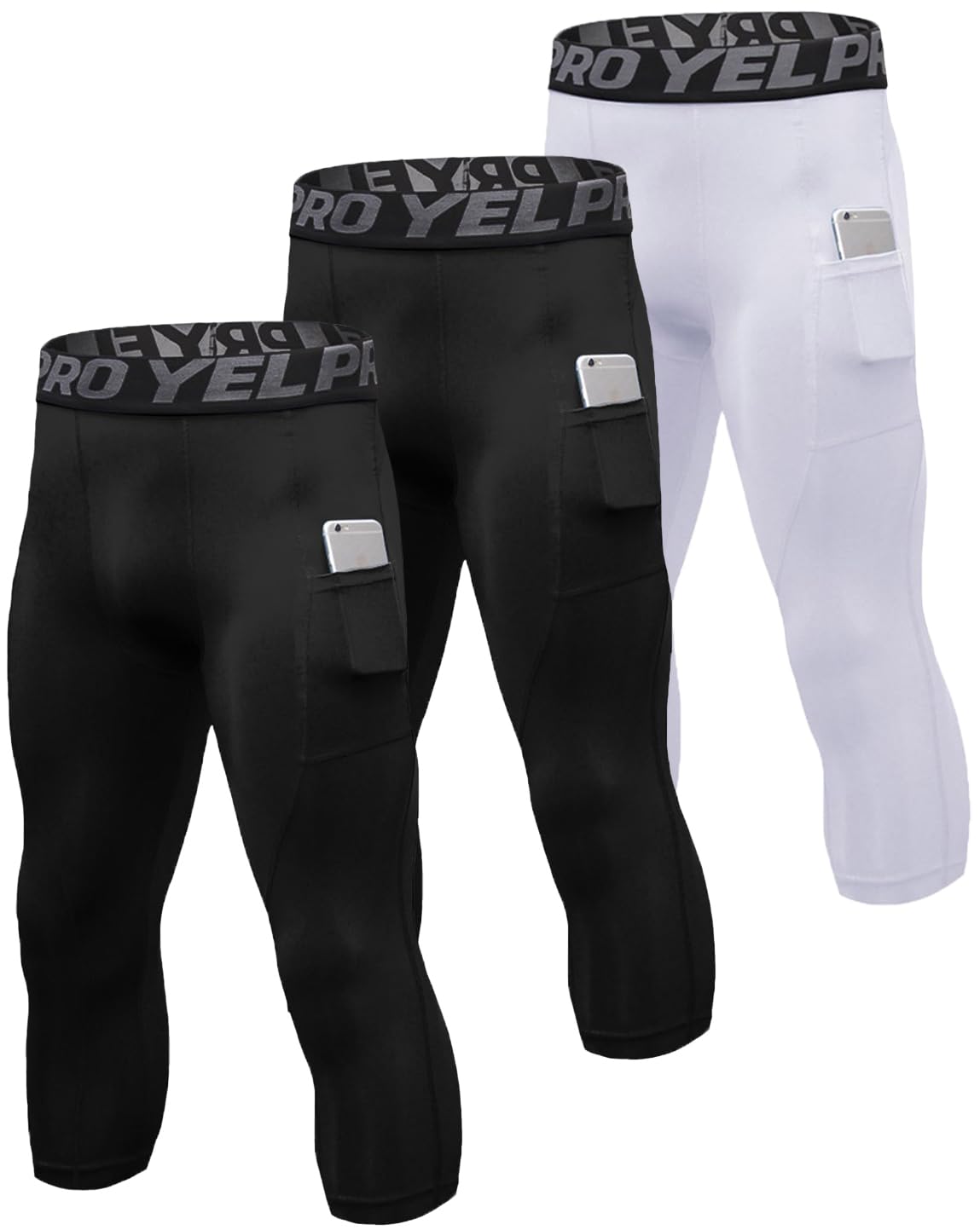 Queerier 3/4 Pack Men's Compression Pants