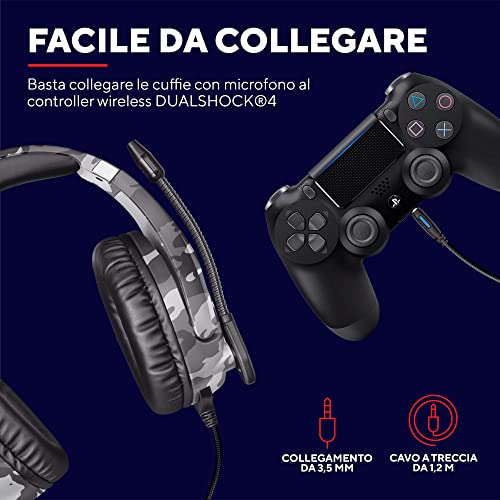 Trust Gaming GXT 488 Forze-G Cuffie PS4 e PS5 con Licenza Ufficiale PlayStation, Over-Ear, Microfono Ripiegabile e Archetto Regolabile, Jack Audio 3.5 mm, Cuffie Gaming Cablate - Grigio