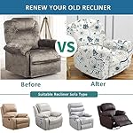 NILUOH Recliner Covers 4-Pieces Stretch Lazy Boy Recliner Chair Covers with Pocket Floral Pattern Reclining Slipcovers Soft Sofa Slipcover Furniture Protector for Pets Kids (Recliner, Pattern 31) - Image 5
