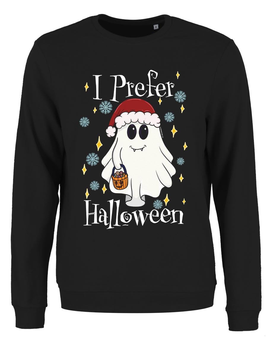 Grindstore Women's Black I Prefer Halloween Ghost Christmas Jumper