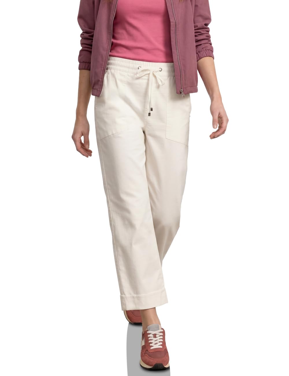 Street One Straight Leg Trousers in Casual Fit with Turn-Up Off White 40