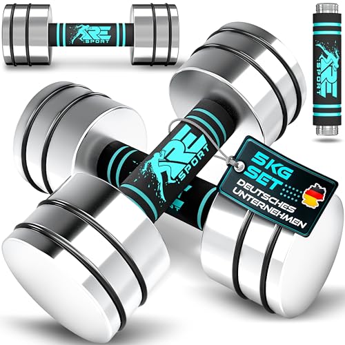 RE:SPORT® 2er Hanteln Set aus massivem Stahl 2,5/5/7,5/10 kg