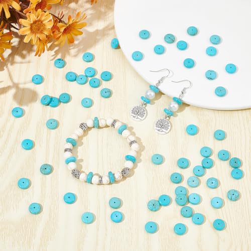 SUNNYCLUE 1 BOX 80PCS 10mm Natural Turquoise Gemstone Beads Stone Disc Beads Lucky Energy Small Round Heishi Rondelle Flat Loose Spacer Bead for Jewellery Making Beading Accessories Diy Earrings Craft - Image 4