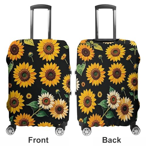 Suitcase Covers for Luggage Washable Luggage Cover Sunflower Floral Luggages Wheel Covers Elastic Travel Carry On Suitcase Cover Travel Luggages Protector Sleeve Fit 29-32 Inch M3