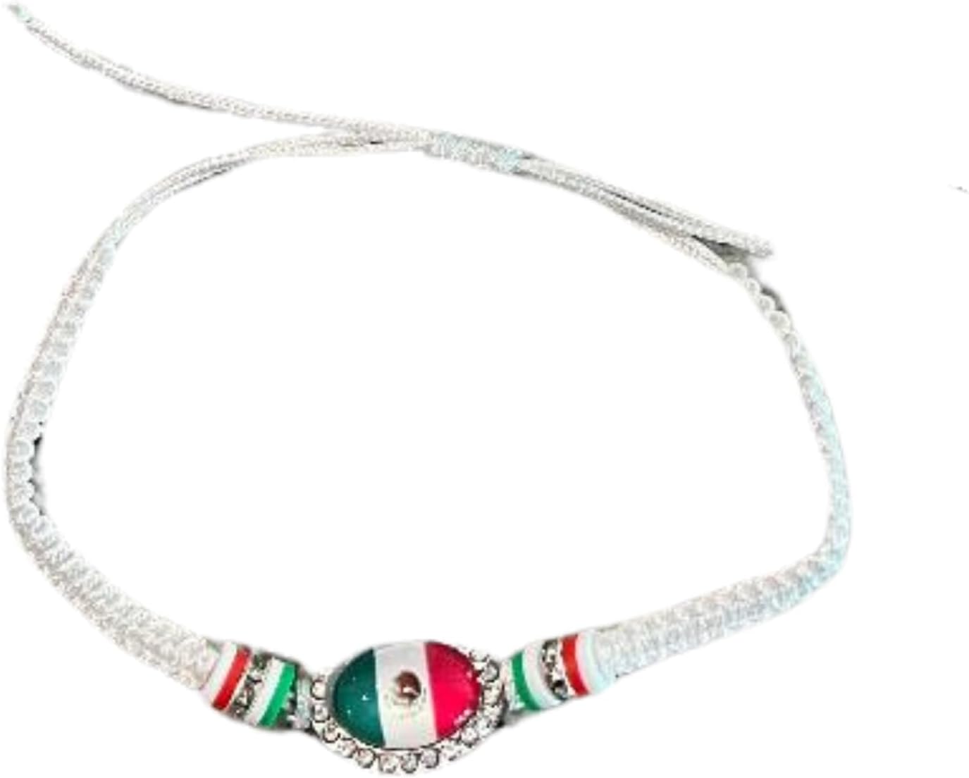 Lunch Money Mexico Mexican Flag Adjustable Wrist Wrap Bracelet Rope Bracelet Friendship Bracelet Anklets Jewelry for Women - Mexico Pride Bracelet - Assorted Colors - Includes 1 Bracelet