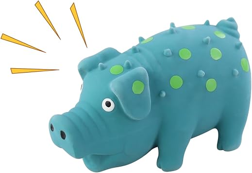 4 Inches Mini Squeaky Pig Toys for Small Dogs, Natural Latex Pig-Shaped Mini Puppy Toy, Interactive Dog Toys for Indoor Dogs Relieve Stress and Reduce Boredom Blue, S,1pc
