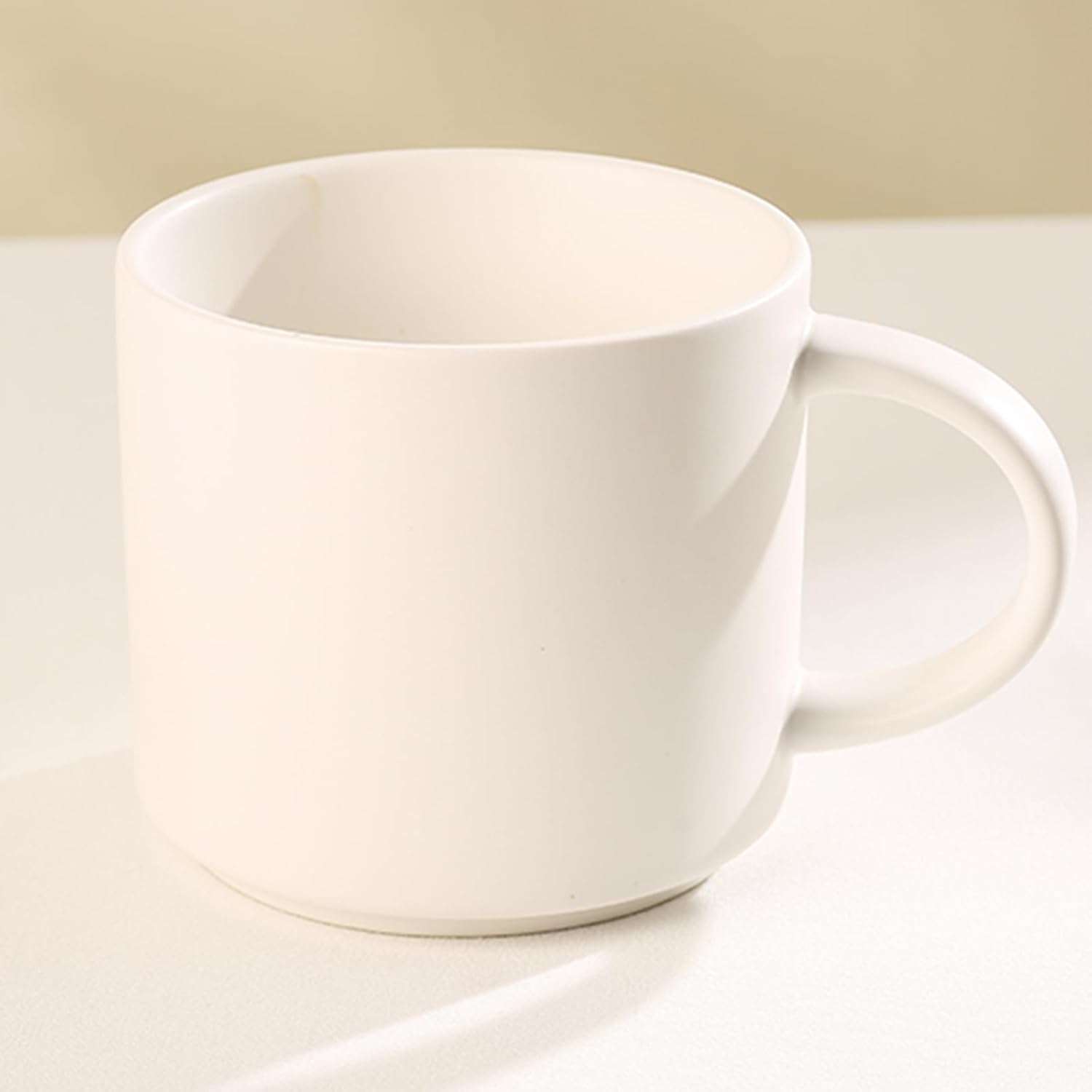 Stackable Coffee Mug,14 OZ Ceramic Coffee Cup with Heat-insulated Handle, Tea Cup for Cappuccino, Latte and Matcha, Suitable for Adults and Children, Microwave＆Dishwasher Safe, White - Image 4