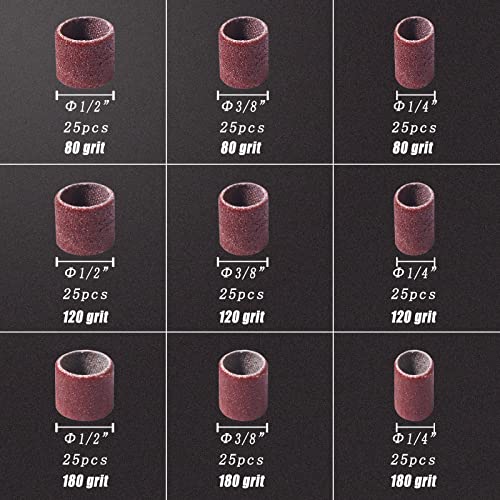 239pcs Sanding Drums Set,Power Rotary Tool Sanding Drums, Sanding Bits Sander Accessories for Dremel Rotary Tool Drill Woodworking 80grit,120grit,180grit (80grit，120grit，180grit，) - Thumbnail 2