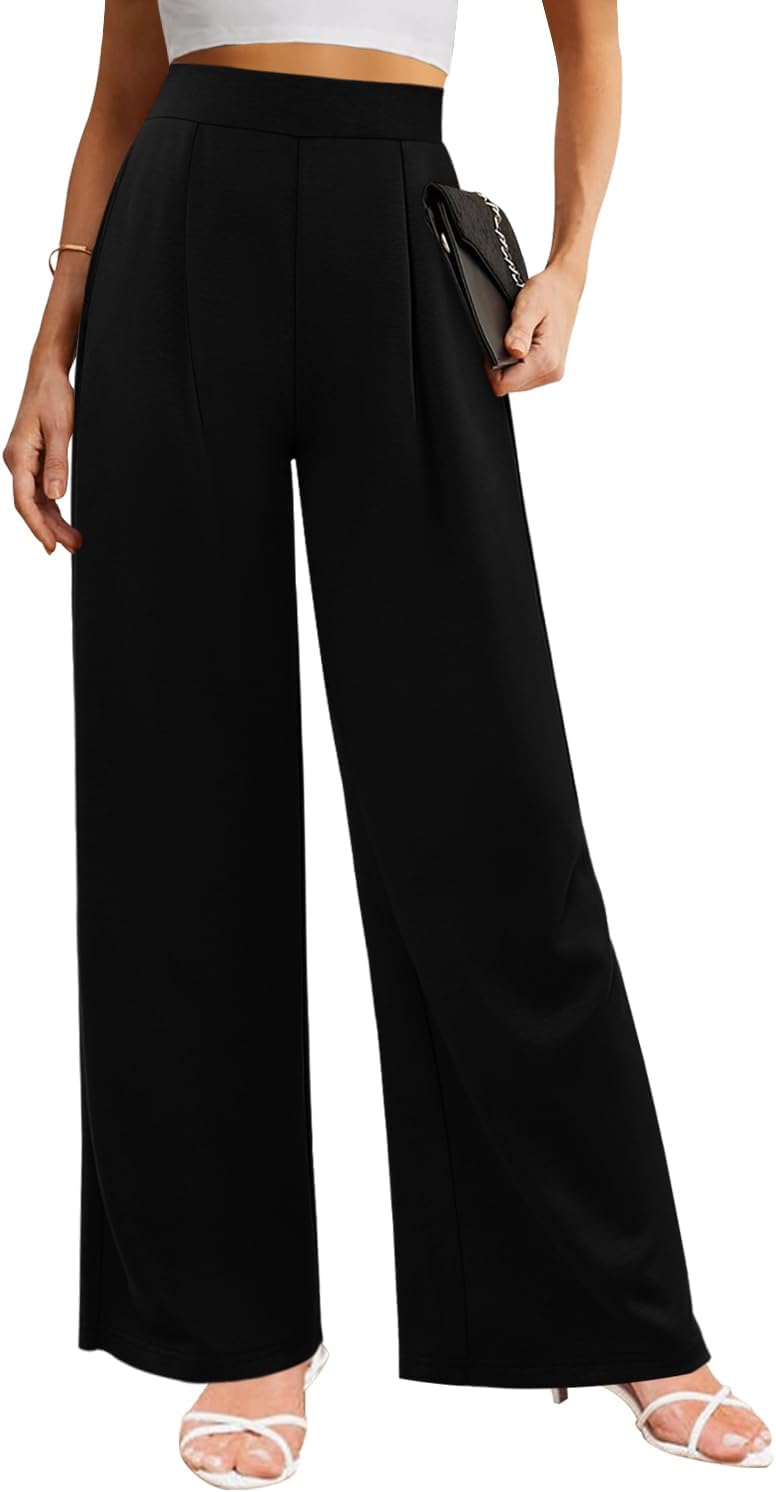 Angerella Womens Baggy Wide Leg Pants High Waisted Casual Lounge Pant Loose Comfy Stretchy Trousers with Pockets