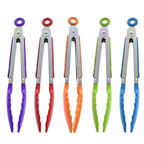 Amrka Silicone Cooking Food Serving Bbq Tongs Stainless Steel Handle Utensil (Orange) #TOP2