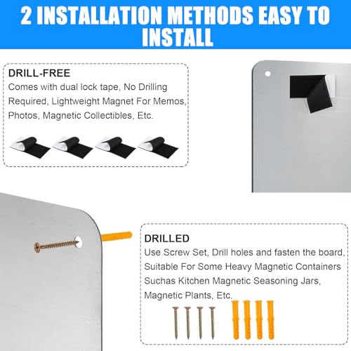2 Stück Magnettafel Magnetboard, 43x30cm Magnettafel Magnetwand, Magnetisch Tafel für Feiertage, Magnetische Metalltafel, Magnetwand Kreidetafel für Wohnung Büro und Küche