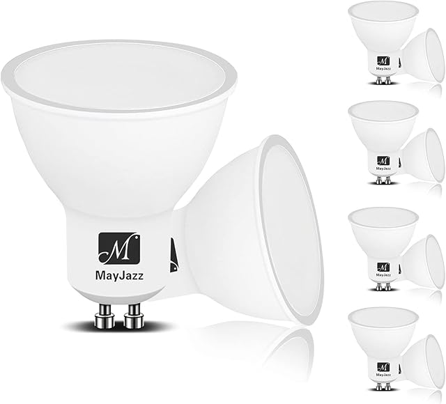 MayJazz GU10 LED Bulbs Dimmable, 7w 550LM GU10 LED Light Bulb Warm White 2700K, Equivalent to 70w Halogen Bulbs, 120°Wide Beam Angle Energy Saving Light Bulbs, Pack of 10 [Energy Class F]