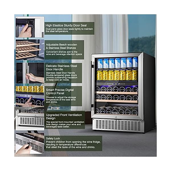 BODEGA 24 Inch Beverage and Wine Cooler, 80 Cans and 27 Bottles