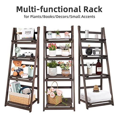 Unho 4 Tier Plant Stand: Tall Ladder Shelf Wooden Step Display Rack For Small Potted Plants Flowers Succulents Indoor Garden Patio Lawn Decors #TOP2