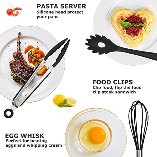 Kitchen-Utensils-Set-Cooking-Utensils-Set-Kitchen-Essentials-Silicone-Utensil-Spatula-SetKitchen-Set-Spatulas-Silicone-Heat-Resistant-Set-for-Nonstick-CookwareBPA-Free-Dishwasher-Safe-Black