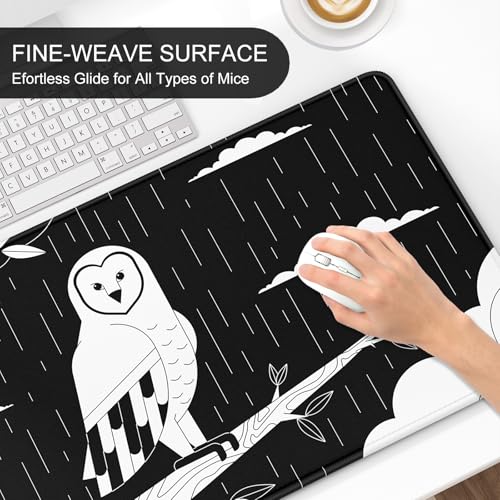 Image of Auhoahsil Desk Mat, Ultra Large Mouse Pad, XXL Gaming Mousepad, Pretty Desk Pad, Big Extended Full Size Desktop Desk Matt for Keyboard, Laptop & Computer, 35.5 x 15.7 in, Gothic Black White Owl