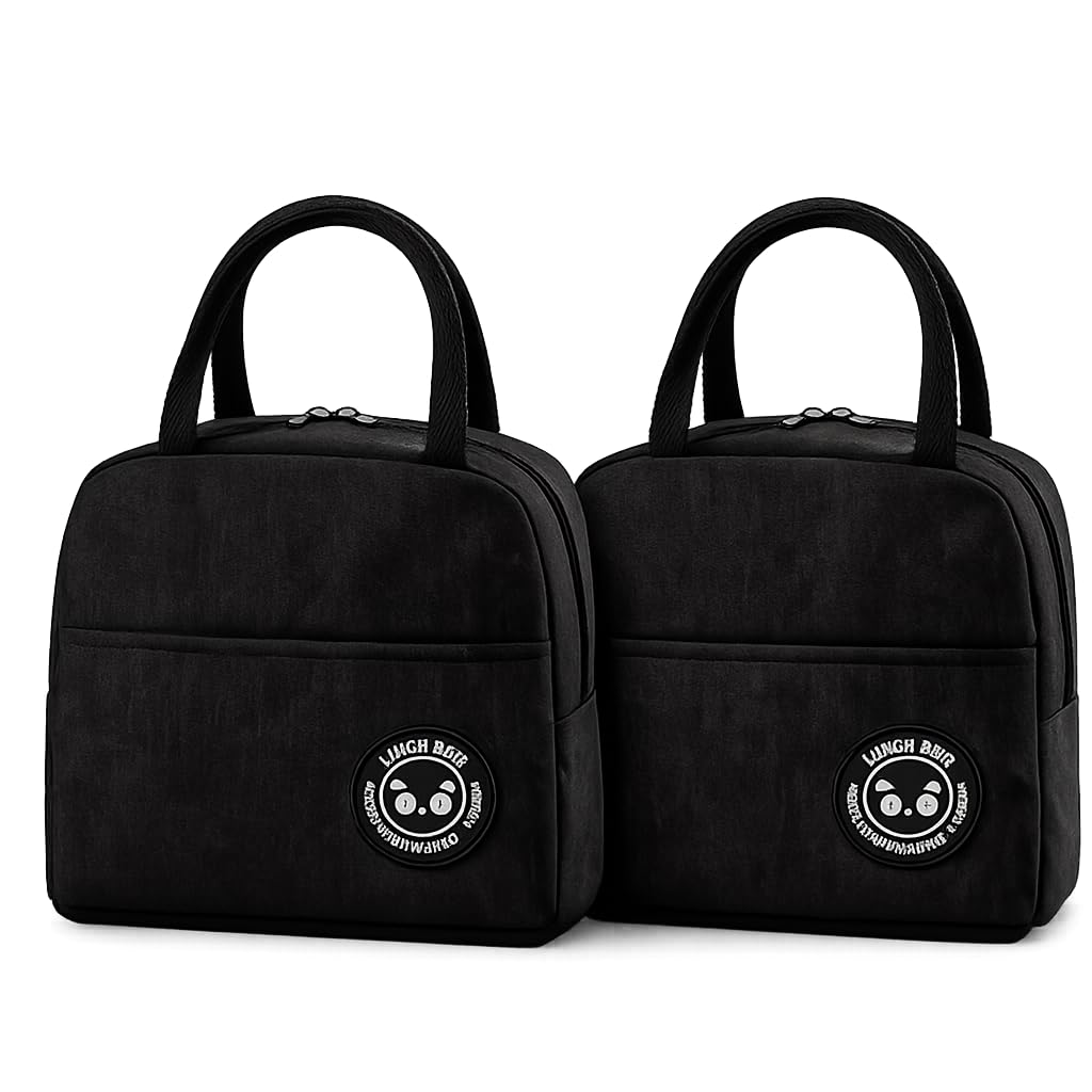 AJO Premium Insulated Tiffin Bag | Lunch Bag for Women, Men & Kids | Reusable Food Carrier with Strong Zipper & Comfortable Handle (Black,Black)-image-11
