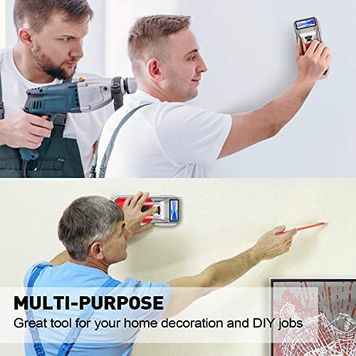 Stud Finder Wall Scanner - Electronic Stud Beam Finder Wall Detector Multi Functions Deep Scan Sensor Center Locator with LCD Display for Wood Metal Studs AC Wire Accurate Detection