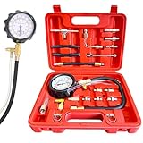 0-140PSI Benzindruck-Kraftstoffdruck-Messgerät Kit, Kraftstoffdruckprüfer öldruckmessgerät Benzinpumpen Tester, Einspritzpumpe Druckprüfer mit Adapter Manometer Diagnosewerkzeug für Auto LKW Motorrad