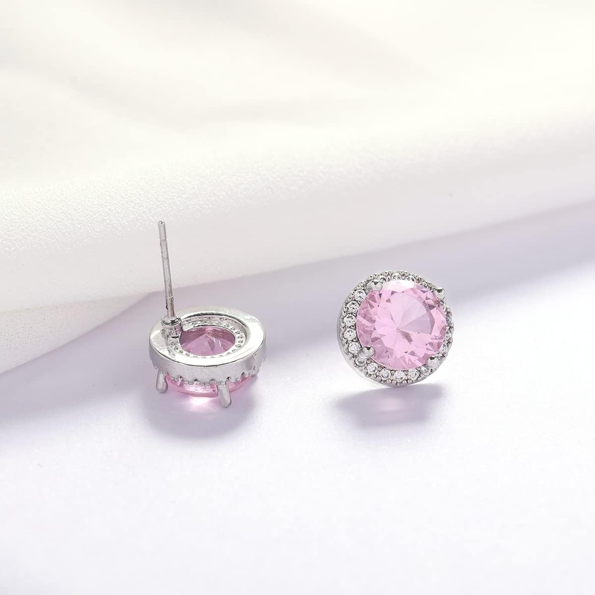 YOQUCOL Bright 8MM,10MM Cubic Zirconia Crystal Stud Earrings Round Pierced Earrings For Women - Image 8