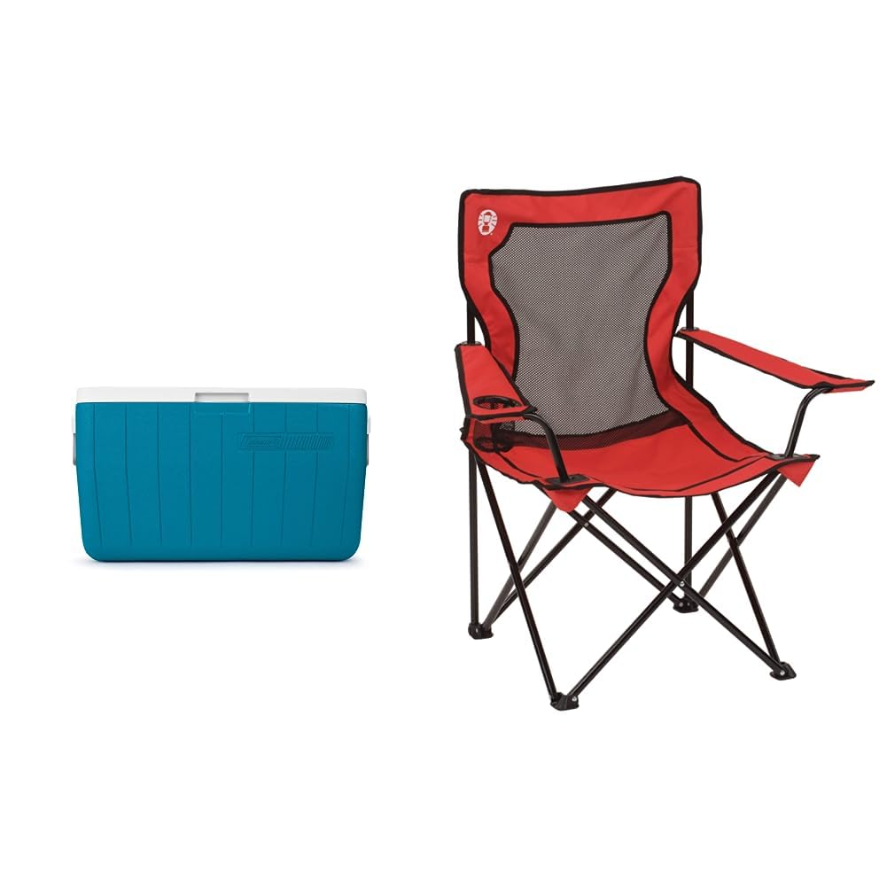 ColemanChiller Series 48qt Cooler and Coleman Broadband Mesh Quad Camping Chair