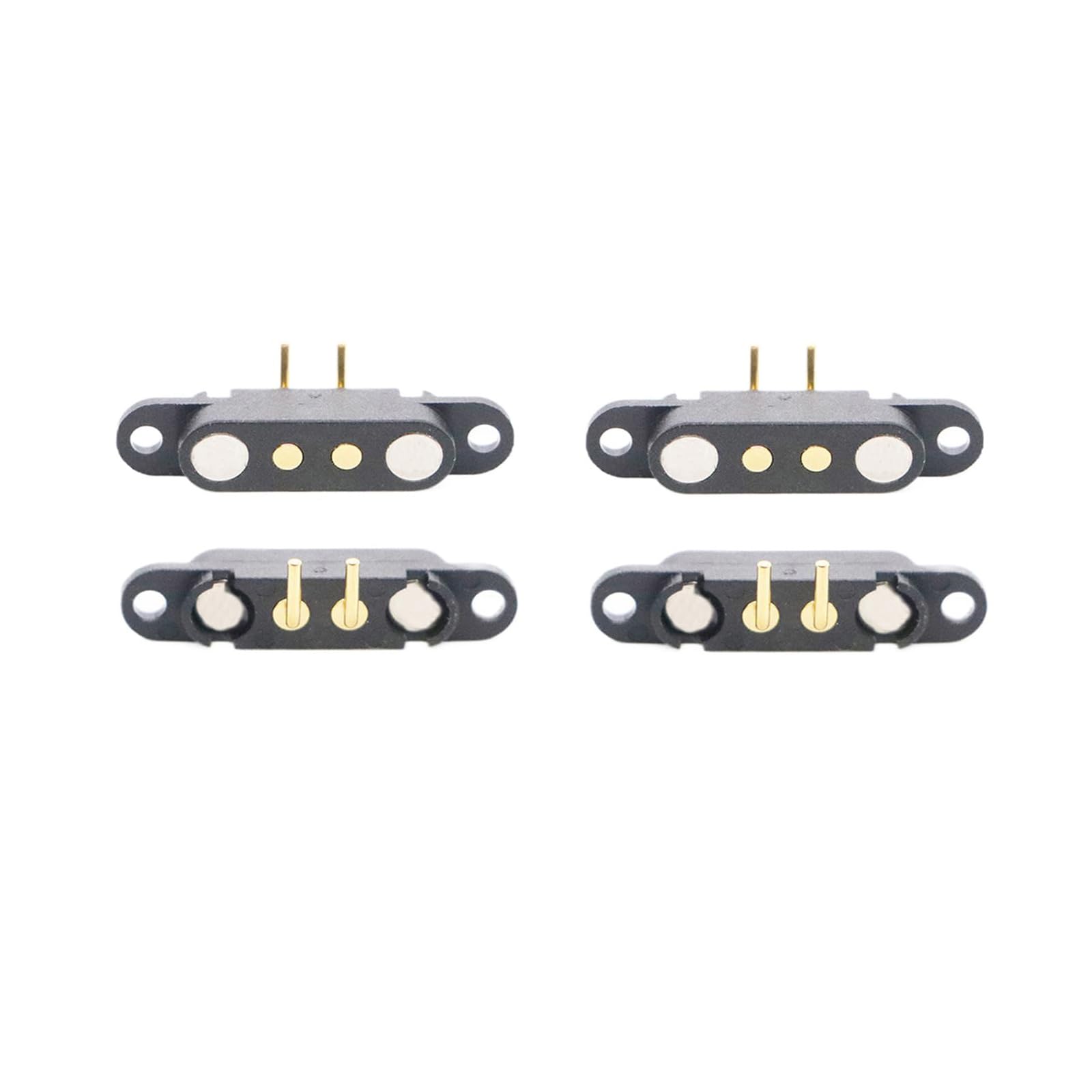 2 Pair 2/3/4/5/6/7/8Pin Bend Magnetic Pogo Pin Connector with Positioning Hole, Male+Female 2.54MM Spring Loaded Pogopin Connector DC Power Charge Probe Socket (2Pin)