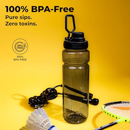 Image of Nivia Warrior Wade Water Bottle, BPA Free, Leak Proof, Easy Grip, Easy-to-Clean, Odour-Free Bottle, for Sports & Travel, Durable & Reusable - 800ML, Black