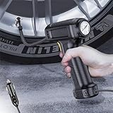 Luftkompressor Kompressor Tragbare Luftpumpe für Auto, 12V DC, 150PSI Max Powered Integrierte Metallstruktur Reifenfüller mit digitalem Druckmesser für Autos, Fahrräder, Motorräder ,Bälle Schwarz