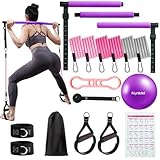 kisnbld Pilates Bar Kit with Resistance Bands, Multifunctional Pilates Bar with 3 Set Exercise Resistance Bands, Portable Pilates Equipment for Women Home Gym Yoga Workouts