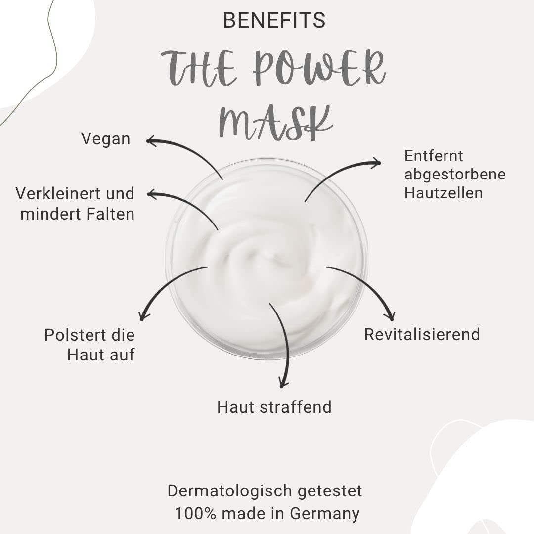 THE POWER MASK NATURKOSMETIK von Marina Müller Cosmetics revitalisierende, feuchtigkeitsspendende Maske mit: Hyaluronsäure, Aquaxyl, Jojobaöl, Vitamin E, Provitamin B 5. you will love it
