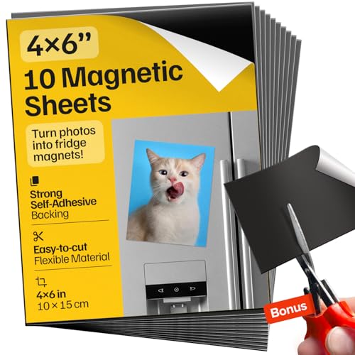 Strong Self-Stick Adhesive Magnetic Sheets 10 Pcs (4x6/10x15cm) Magnetic Paper for Photo Magnet Stickers Labels Science Education Magnets Teacher Must Have Whiteboards Office