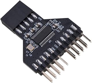 Motherboard USB 9Pin USB 2.0 Female Black Interface Header Splitter 1 to 2 Extension Cable Adapter 9-Pin USB HUB Connect 1 to 2 Extension Adapter