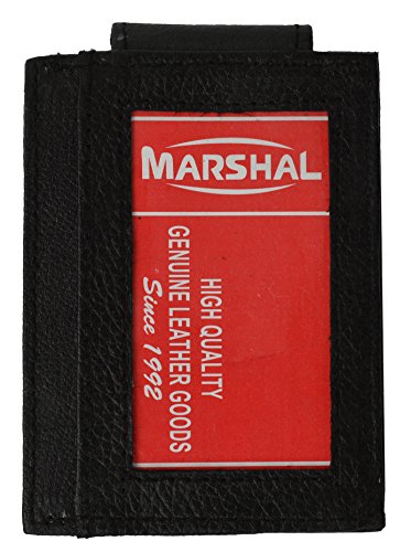 MARSHAL Wallet Men's Genuine Leather Magnetic Money Clip Wallet Card Holder (Black)3