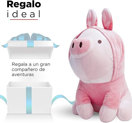 Miniatura 5 de MINISO Peluche de cerdo sentado de 12.5 pulgadas, almohada de cuerpo de cerdo kawaii linda almohada de peluche suave, regalo de peluche para niños,