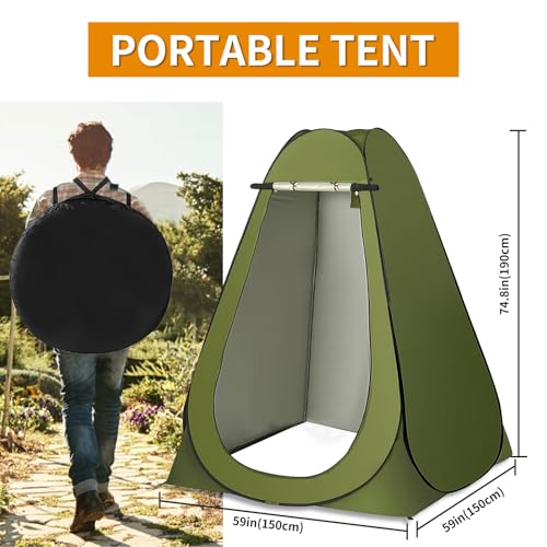 Kit de inodoro portátil, inodoro para camping de mayor tamaño con tienda de privacidad desplegable y bolsas de gel para desechos, tienda de 4.93 pies de ancho lavable para duchas al aire libre y vestidores miniatura 3