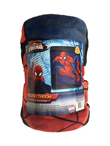 Image of Jay Franco Plush Throw Blanket - 46 inch x 60 inch Inches Kids Hero Soft & Cozy Fleece Throw for Bedroom & Couch Decor, Official Licensed Product, Blue - Spiderman