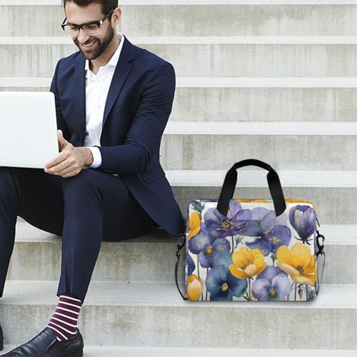 Maletín para laptop con estampado flor mariposa para 13-16 in miniatura 3