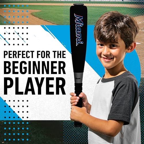 Image of Franklin Sports Miami Marlins Foam Bat & Ball Set - 21 inch Soft Jumbo Team Baseball Bat and Ball Team Logo - MLB Official Licensed Product